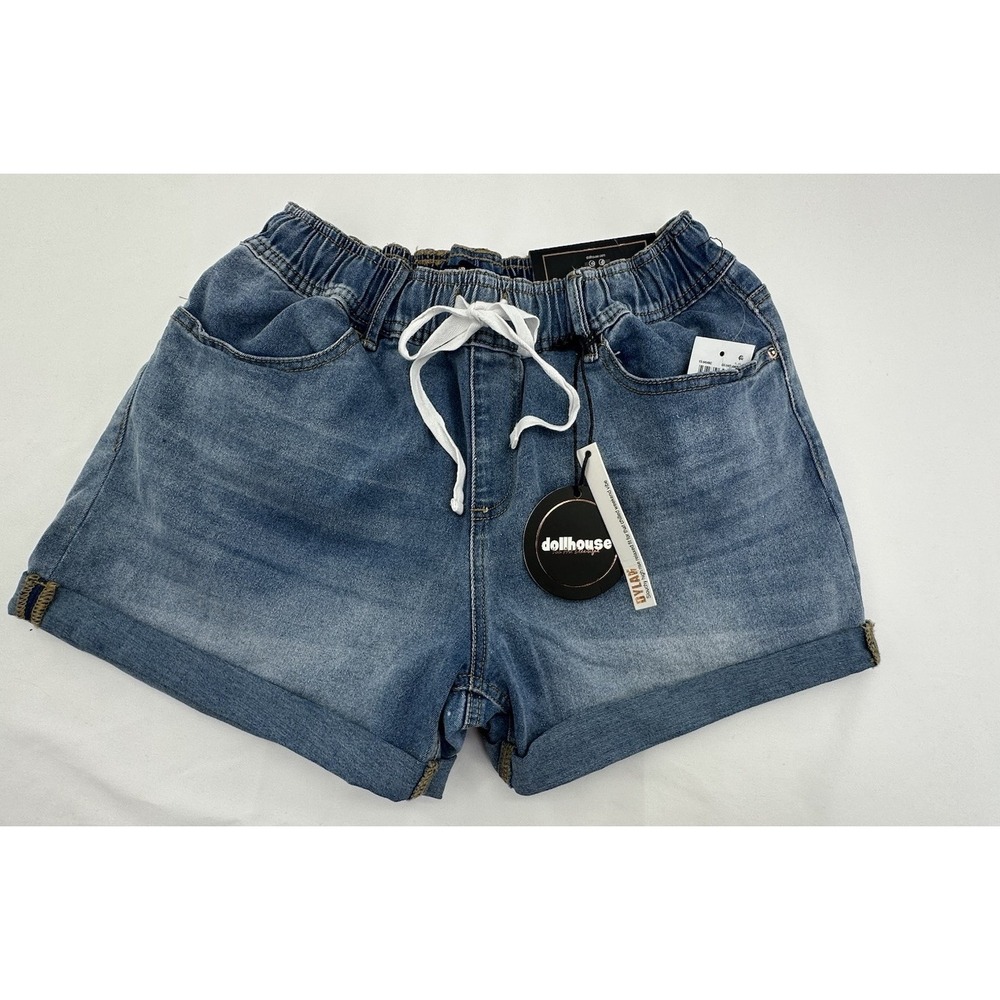 Dollhouse Dylan Shorts Women's 28 Blue Denim Cuffed Hem Pockets Comfort M‎